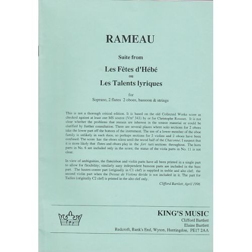 Rameau Suite From : Les f?àö?Ñ¢tes D'HéBé Ou Les Talents Lyriques