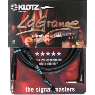 KLOTZ LA-grange Câble Instr. Noir 9M, Jack Mono - Jack Mono Coudé