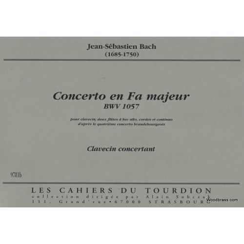 CAHIERS DU TOURDION BACH J.S. - CONCERTO EN FA MAJEUR, BWV 1057 - PARTIE DE CLAVECIN