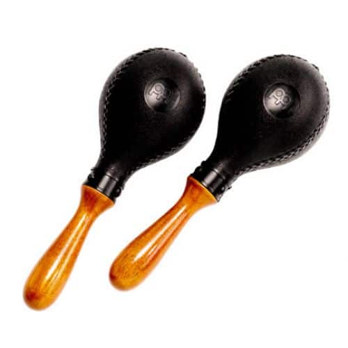 PLASTIC MARACAS WOOD HANDLE