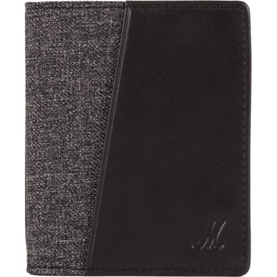 WALLET DOUBLE JEAN GREY LEATHER BLACK