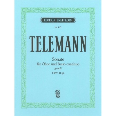 EDITION BREITKOPF Telemann - Sonata In G Minor TWV 41:G6 TWV 41:G6 - Hautbois et Basso Continuo