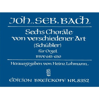 BACH JOHANN SEBASTIAN - 6 SCHUBLER-CHORALE BWV 645-650 - ORGAN