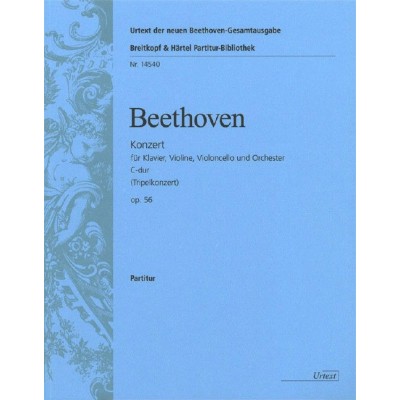 EDITION BREITKOPF BEETHOVEN LUDWIG VAN - TRIPELKONZERT C-DUR OP. 56 - PIANO, VIOLIN, CELLO, ORCHESTRA