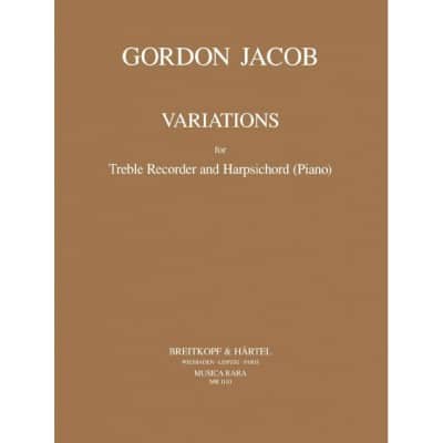 JACOB GORDON - VARIATIONS - RECORDER, HARPSICHORD