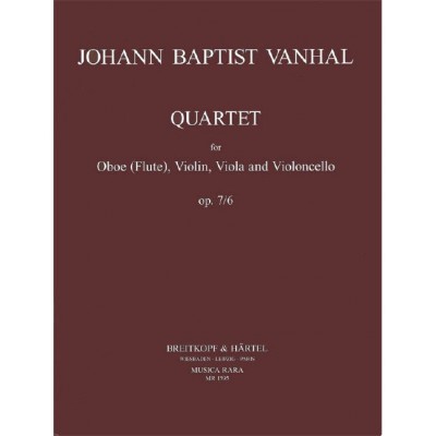 VANHAL JOHANN BAPTIST - QUARTETT OP. 7/6 - OBOE, VIOLIN, VIOLA, CELLO