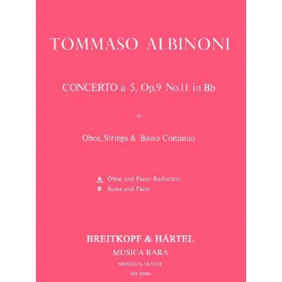 EDITION BREITKOPF ALBINONI - CONCERTO A 5 IN B OP. 9/11