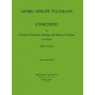  Telemann Georg Philipp - Concerto In D - Trumpet, Strings, Basso Continuo
