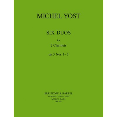 EDITION BREITKOPF Yost - 6 Duos Op. 5 NR. 1-3 Op. 5 NR. 1-3 - 2 Clarinettes