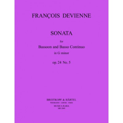 DEVIENNE FRANCOIS - SONATE IN G OP. 24 NR. 5 - BASSOON, BASSO CONTINUO