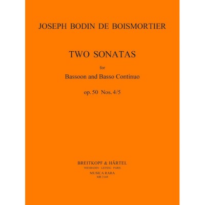 EDITION BREITKOPF BOISMORTIER JOSEPH BODIN DE - SONATEN IN D, C, OP. 50/4-5 - BASSOON, BASSO CONTINUO