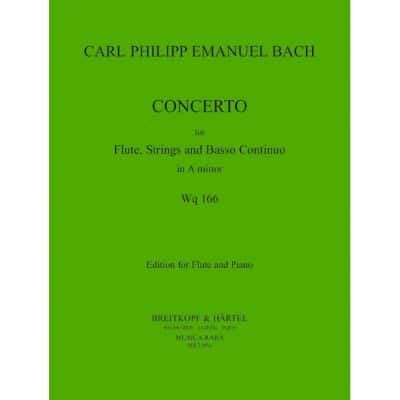 EDITION BREITKOPF BACH CARL PHILIPP EMANUEL - FLÖTENKONZERT A-MOLL WQ 166 - FLUTE, PIANO