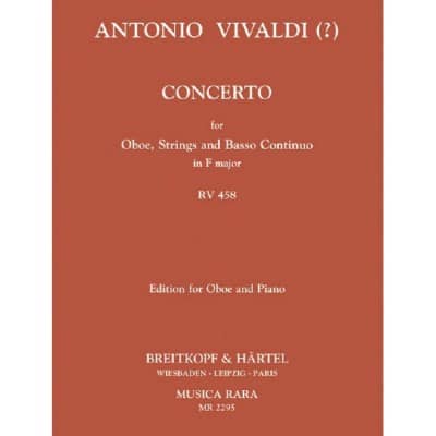EDITION BREITKOPF VIVALDI - CONCERTO IN C MAJOR RV 458 RV 458 - HAUTBOIS ET PIANO