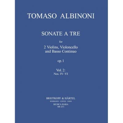  Albinoni T. - 3 Sonaten Aus Op. 1 Heft 2: Sonaten 4-6 - 2 Violons, Violoncelle, Basse Continue