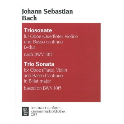  Bach Johann Sebastian - Triosonate B-dur Nach Bwv 1015 - Oboe, Violin, Basso Continuo