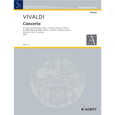 SCHOTT VIVALDI A. - CONCERTO A MINOR RV 108/PV 77