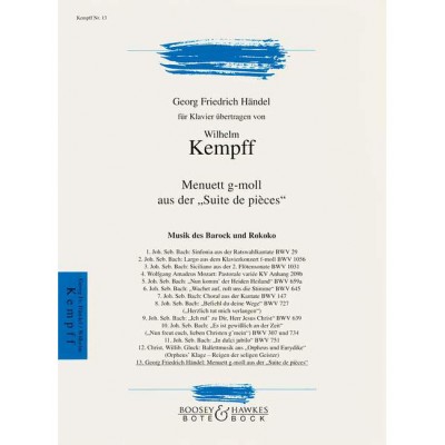 BOTE AND BOCK HANDEL G. F. - MENUETT G-MOLL - PIANO