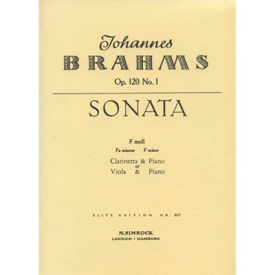 BRAHMS JOHANNES - SONATA 1 IN F MINOR OP. 120/1 - CLARINET AND PIANO