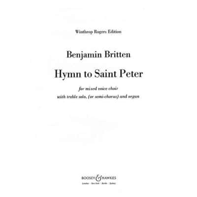 BRITTEN B. - HYMN TO SAINT PETER OP. 56A - SOPRANO, MIXED CHOIR AND ORGAN