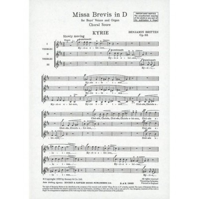  Britten B. - Missa Brevis Op. 63 - Boys' Choir  And Organ