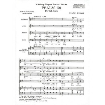 KODÁLY - PSALM 121 - CHOEUR MIXTE (SATB) A CAPPELLA