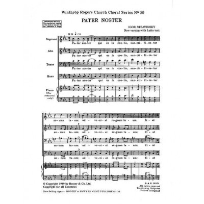 STRAVINSKY - PATER NOSTER NO. 29 - CHOEUR MIXTE (SATB) A CAPPELLA