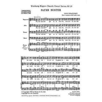 BOOSEY & HAWKES Stravinsky - Pater Noster No. 29 - Choeur Mixte (satb) A Cappella