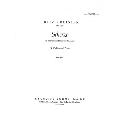 KREISLER - SCHERZO IN THE STYLE OF KARL DITTERS V. DITTERSDORF NO. 7 - VIOLON ET PIANO