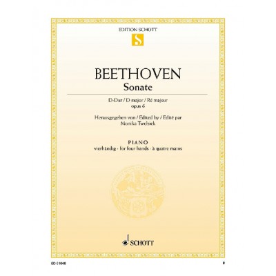 BEETHOVEN LUDWIG VAN - SONATA FACILE D MAJOR OP. 6 - PIANO