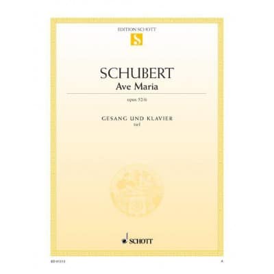 SCHUBERT FRANZ - AVE MARIA OP. 52/6 D 839 - LOW VOICE AND PIANO