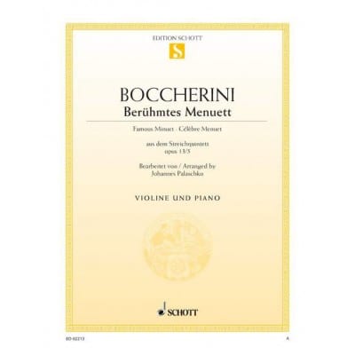 BOCCHERINI - CÉLÈBRE MENUET LA MAJEUR OP. 13/5 - VIOLON ET PIANO