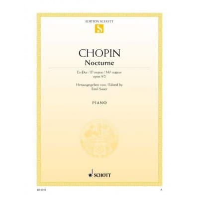 CHOPIN FREDERIC - NOCTURNE E FLAT MAJOR, OP. 9/2 OP. 9/2 - PIANO
