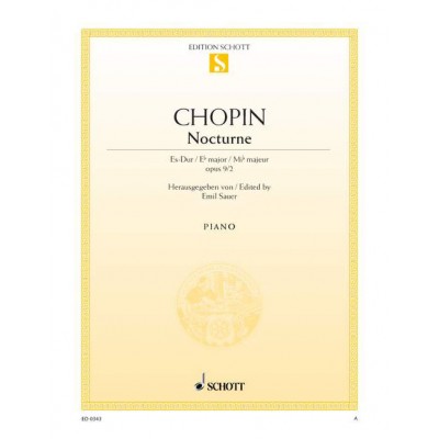 CHOPIN FREDERIC - NOCTURNE E FLAT MAJOR, OP. 9/2 OP. 9/2 - PIANO