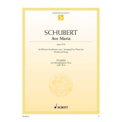 SCHUBERT FRANZ - AVE MARIA OP. 52/ 6 D 839 - PIANO