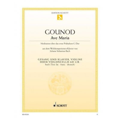 GOUNOD CHARLES - AVE MARIA - HIGH VOICE AND PIANO VIOLIN AD LIB.