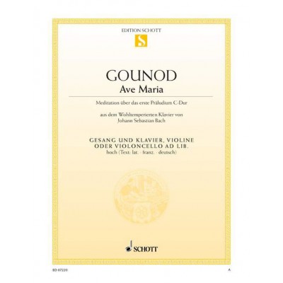 GOUNOD CHARLES - AVE MARIA - HIGH VOICE AND PIANO VIOLIN AD LIB.