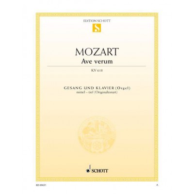 MOZART W.A. - AVE VERUM KV 618 - MEDIUM VOICE AND PIANO