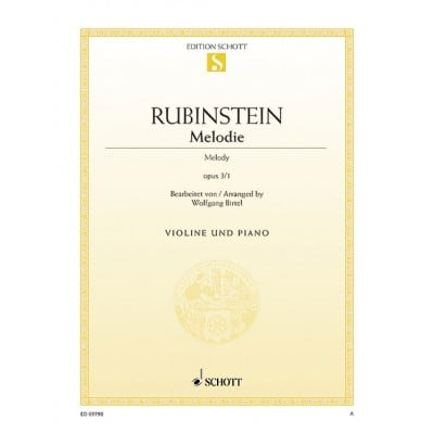 RUBINSTEIN ANTON - MELODY OP. 3/1 - VIOLIN AND PIANO