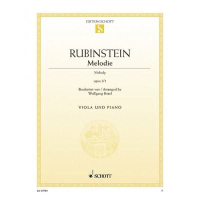 RUBINSTEIN ANTON - MELODY OP. 3/1 - VIOLA AND PIANO