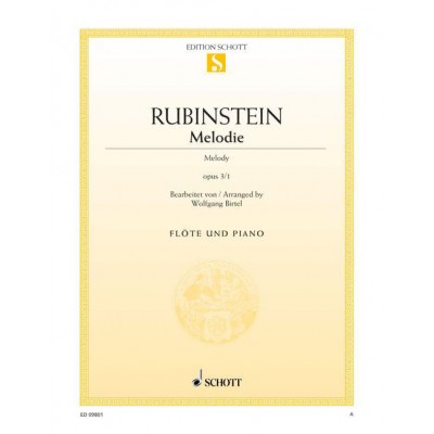RUBINSTEIN ANTON - MELODY OP. 3/1 - FLUTE AND PIANO
