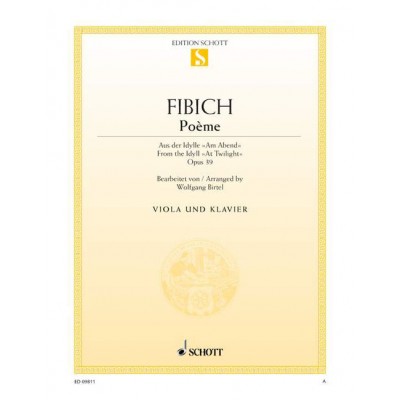 FIBICH ZDENEK - POEME OP. 39 - VIOLA AND PIANO