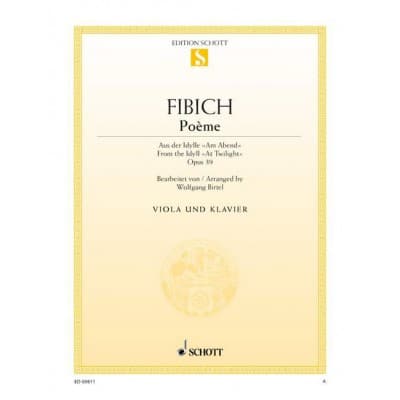 FIBICH ZDENEK - POEME OP. 39 - VIOLA AND PIANO
