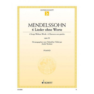 MENDELSSOHN BARTHOLDY - 6 SONGS WITHOUT WORDS OP. 30 - PIANO