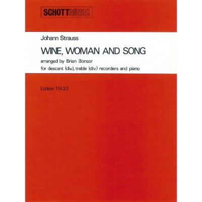 WINE, WOMAN AND SONG OP. 333 - 2 FLUTES A BEC (SA) ET PIANO