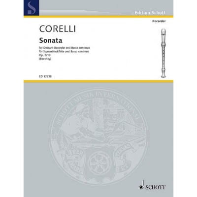 SCHOTT CORELLI - SONATA F MAJOR OP. 5/10 - DESCANT FLUTE A BEC ET PIANO