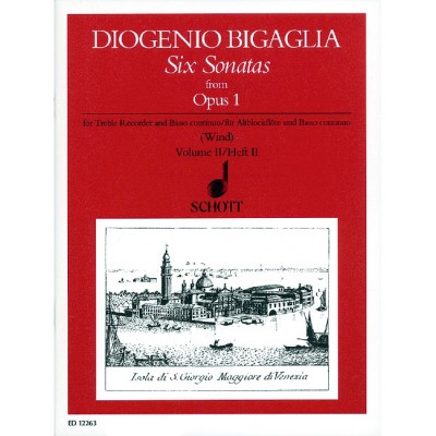 SCHOTT Bigaglia - Six Sonatas Op. 1 - Treble Flute A Bec et Basso Continuo