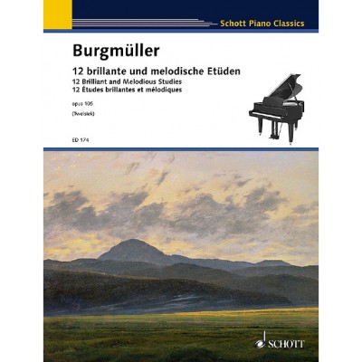 BURGMUELLER FRIEDRICH - TWELVE BRILLIANT AND MELODIOUS STUDIES OP. 105 - PIANO