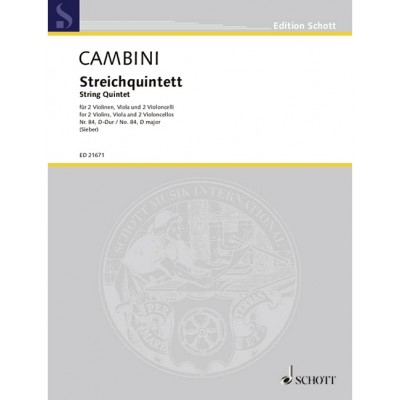 CAMBINI G. - STRING QUINTET NO. 84 D MAJOR - ENSEMBLE CORDES