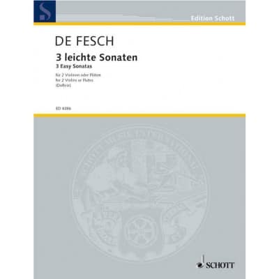 SCHOTT FESCH - THREE EASY SONATAS - 2 VIOLONS (FLUTES)