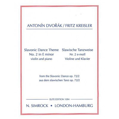 DVORAK ANTONIN - SLAVONIC DANCE THEME - VIOLIN AND PIANO